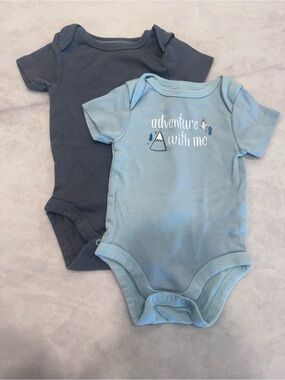Cloud Island Baby Bodysuit Set - Light Blue & Charcoal